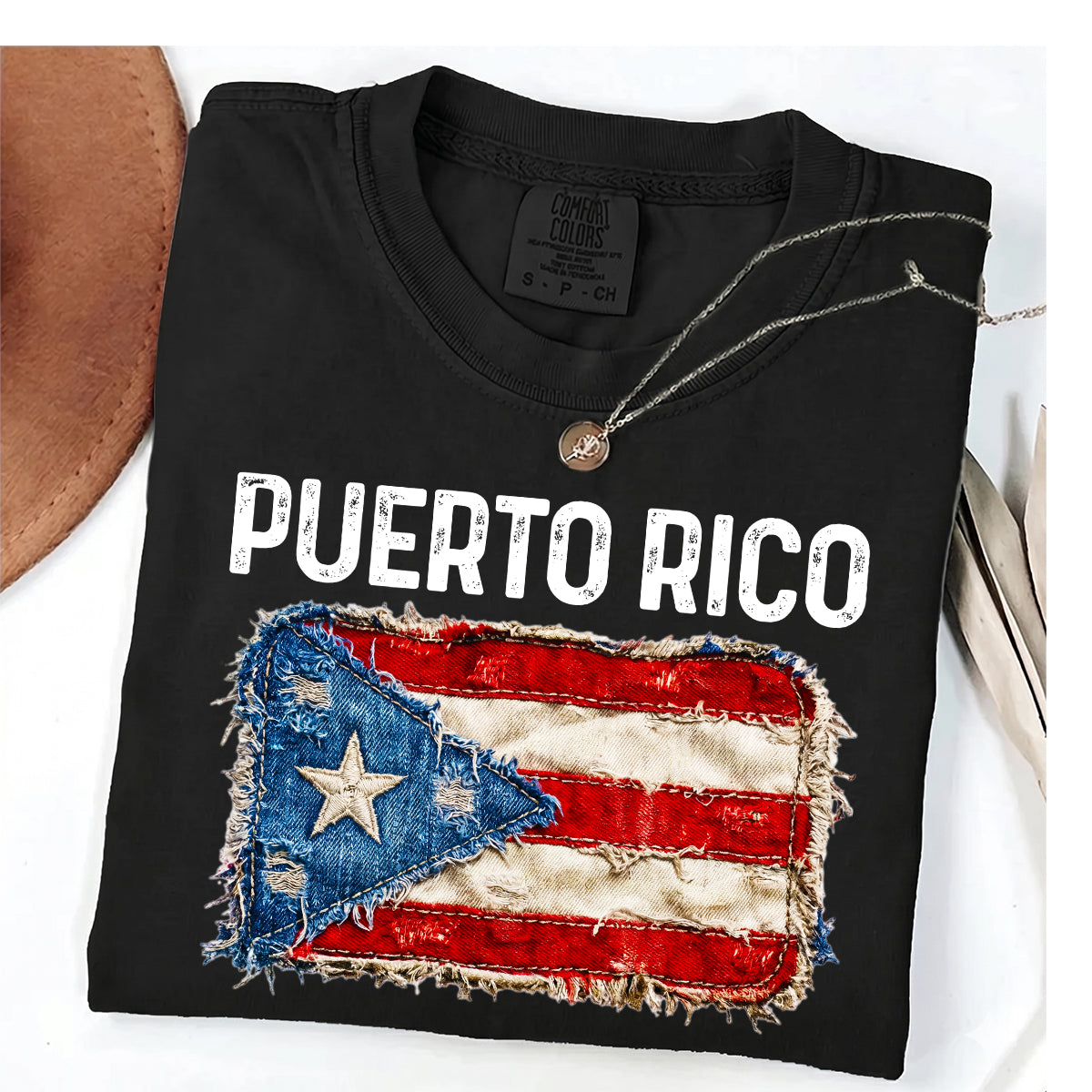 Custom Puerto Rico Flag With Faux Patchwork Effect