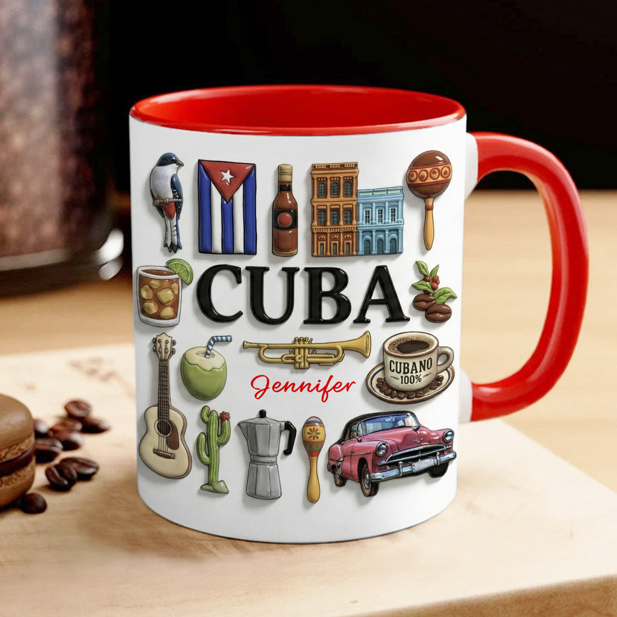 Custom Cuba Accent Mug With Many Cuba Symbols