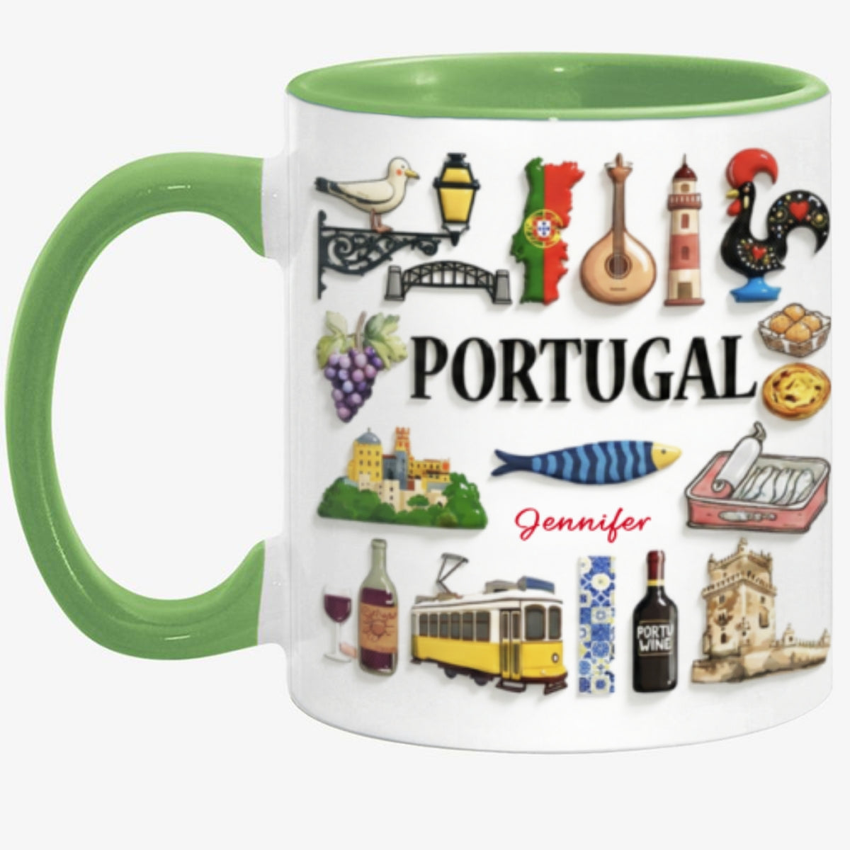 Custom Portugal Accent Mug With Many Portugal Symbols