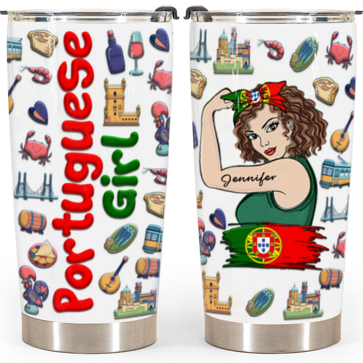 Custom Proud Portuguese Girl Tumbler And Your Name