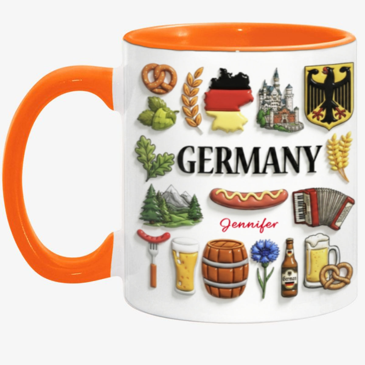 Custom Germany Accent Mug With Many Germany Symbols