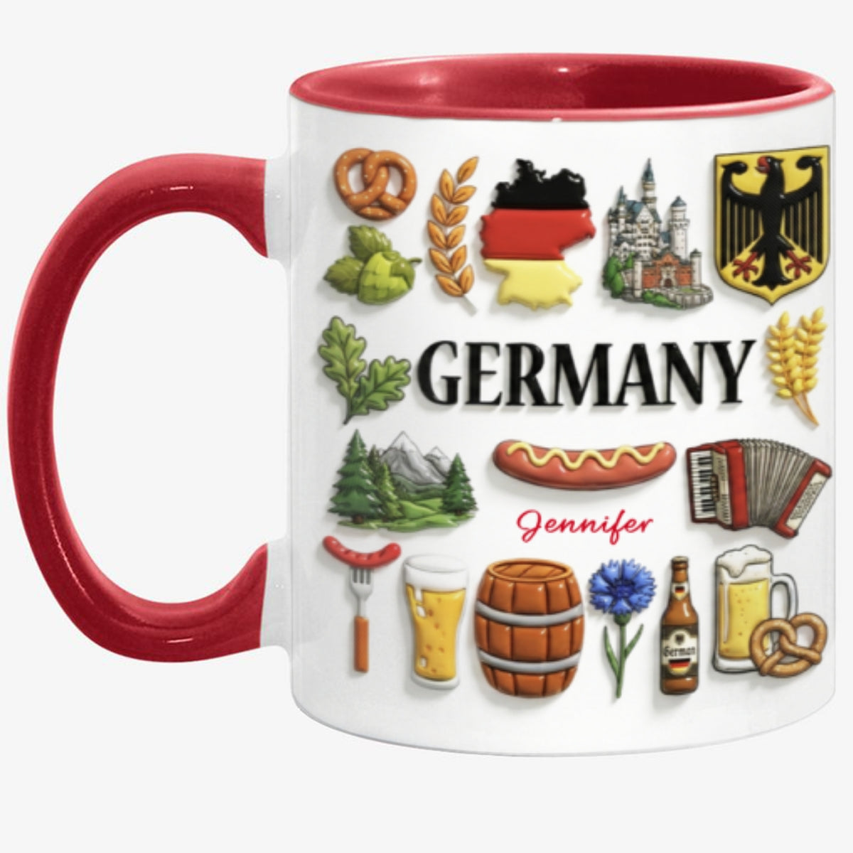 Custom Germany Accent Mug With Many Germany Symbols