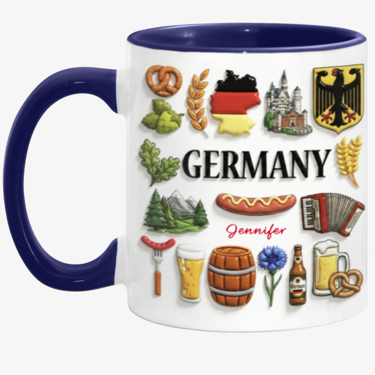 Custom Germany Accent Mug With Many Germany Symbols
