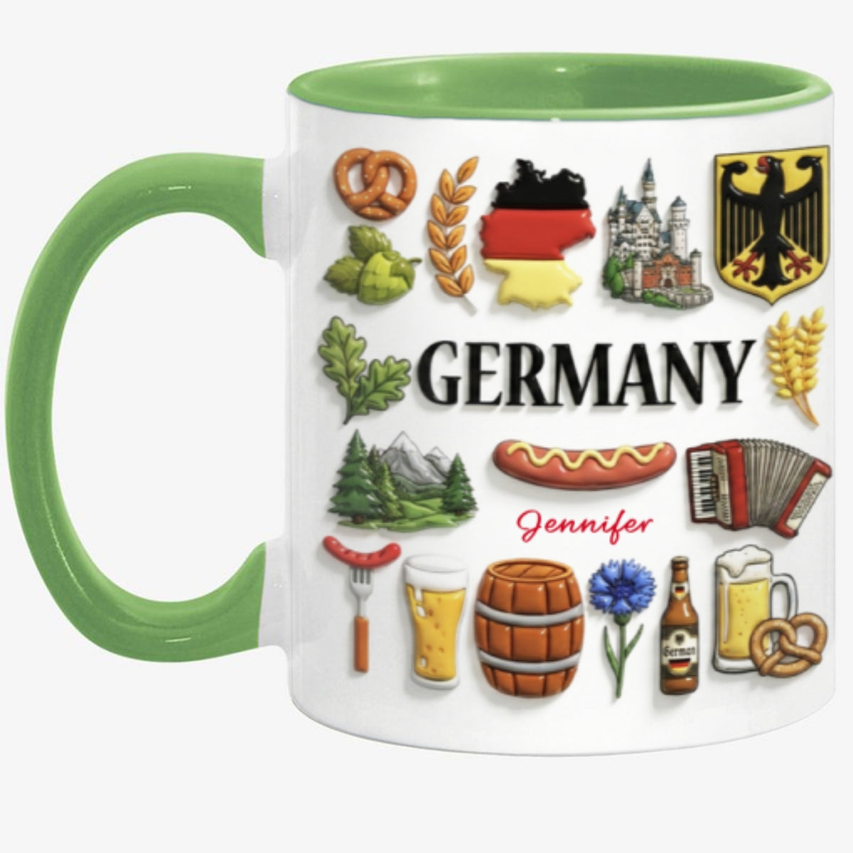 Custom Germany Accent Mug With Many Germany Symbols