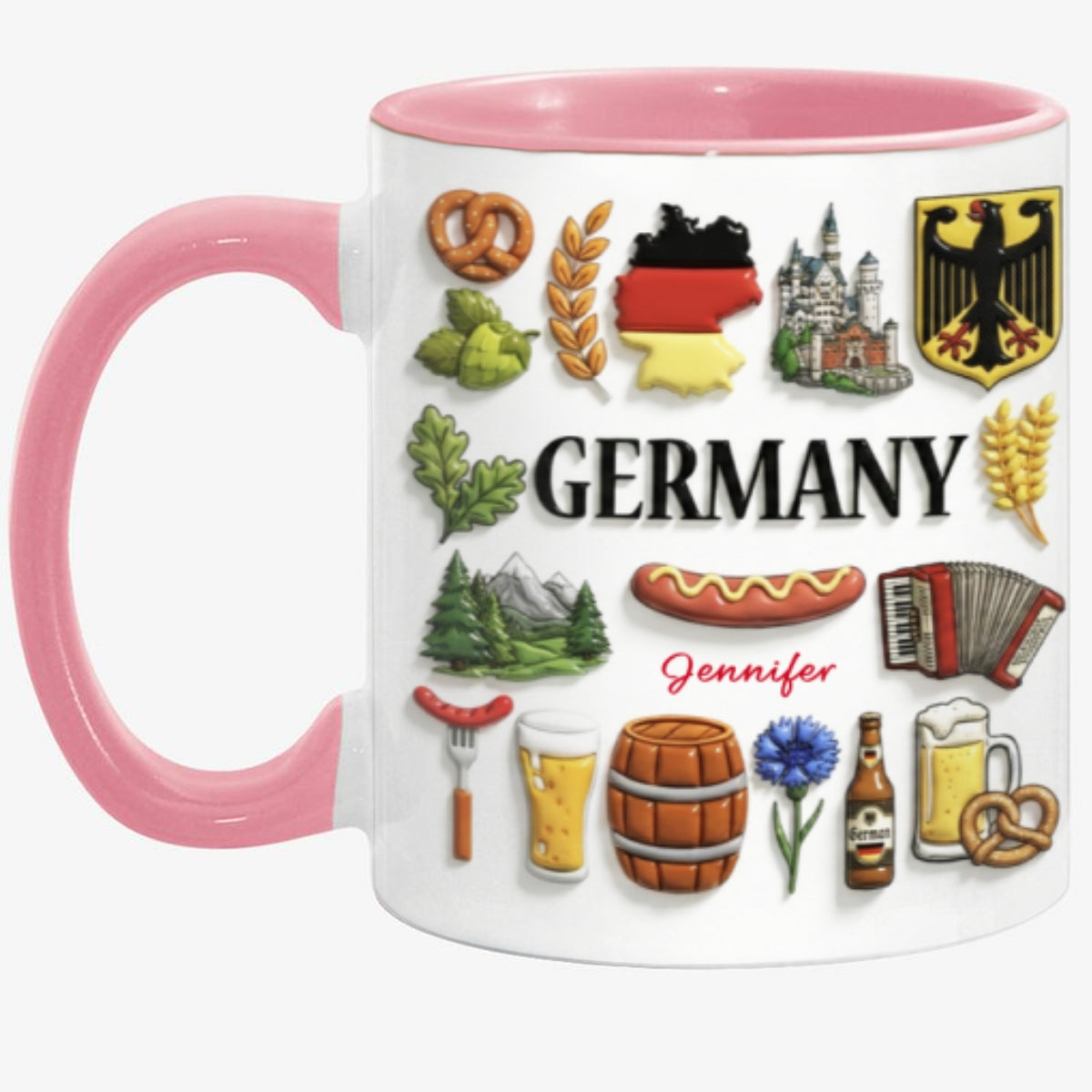 Custom Germany Accent Mug With Many Germany Symbols