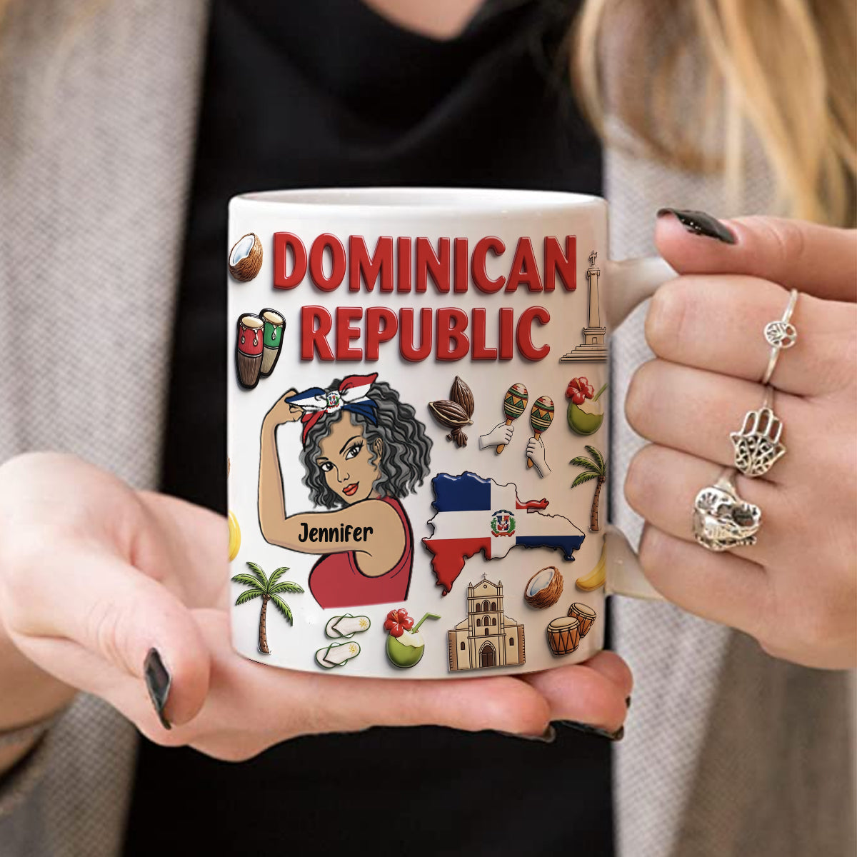 Custom Dominican Republic Mug With Clipart And Map
