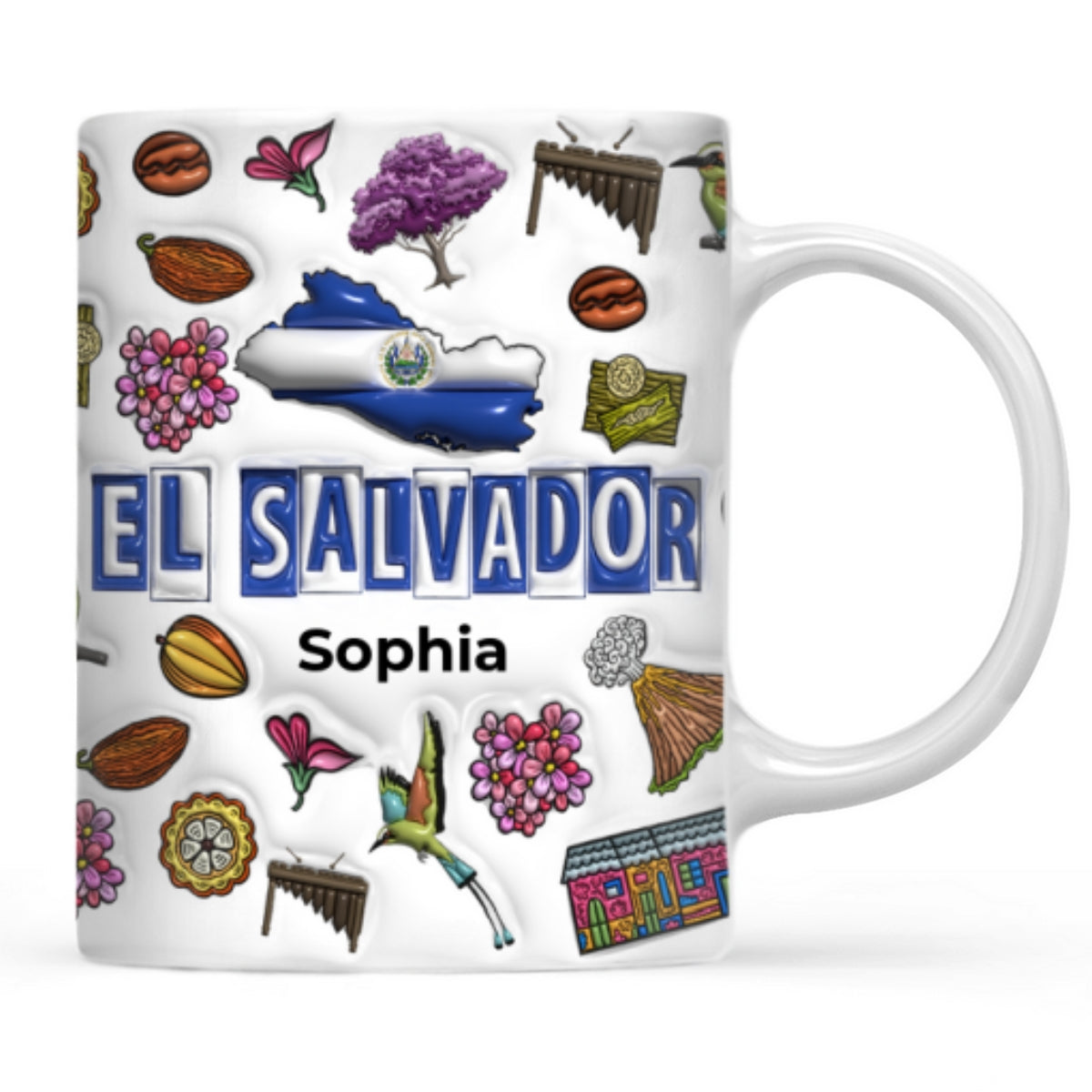 Custom El Salvador Mug With Map, Flag