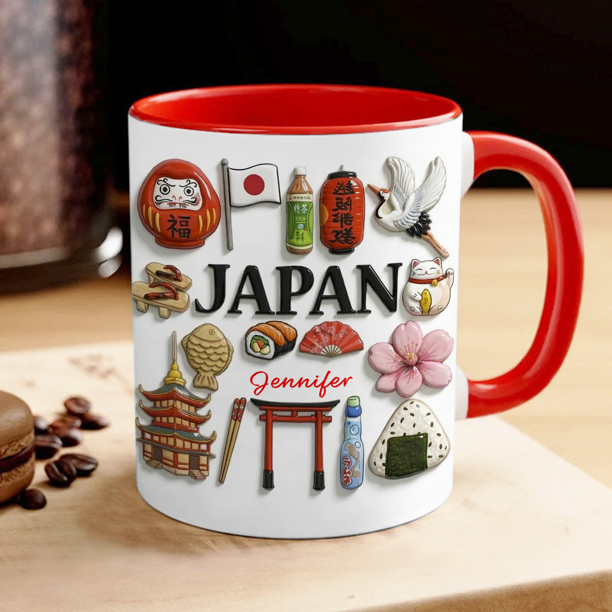 Custom Japan Accent Mug With Many Japan Symbols