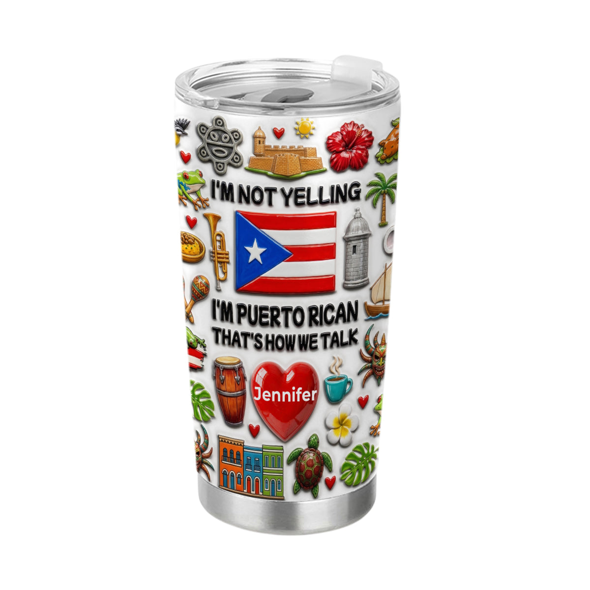 I'm Not Yelling Puerto Rican Tumbler 20oz With Lid