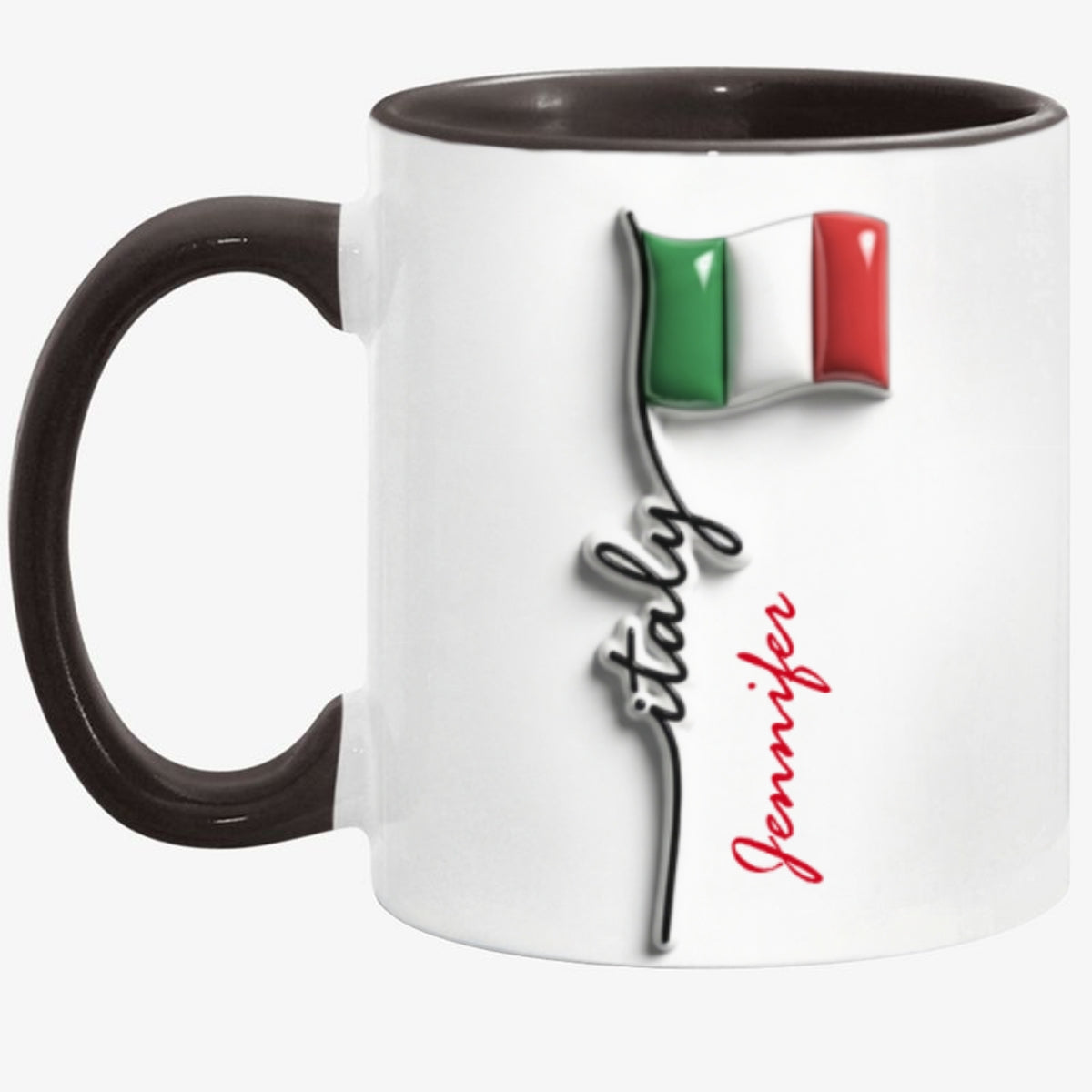 Custom Italy Flag Accent Mug With Your Name