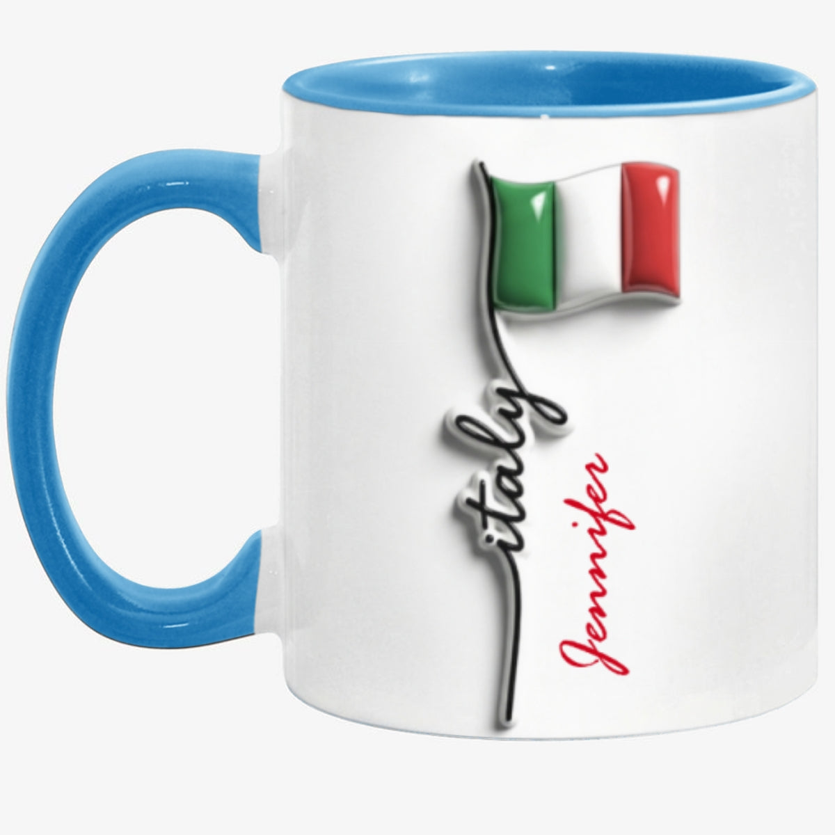 Custom Italy Flag Accent Mug With Your Name