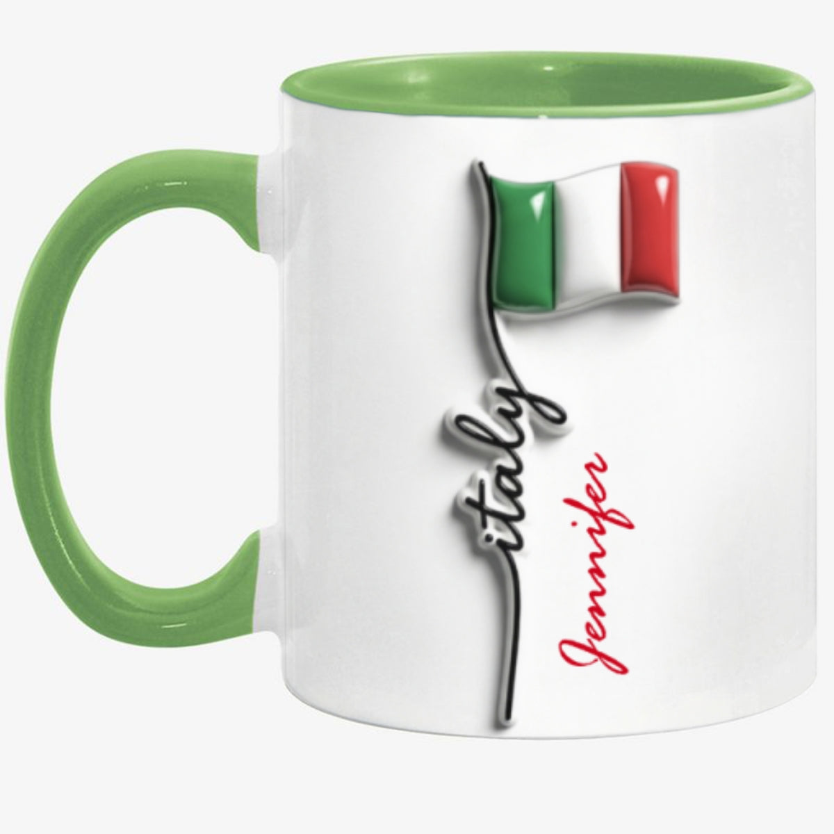 Custom Italy Flag Accent Mug With Your Name