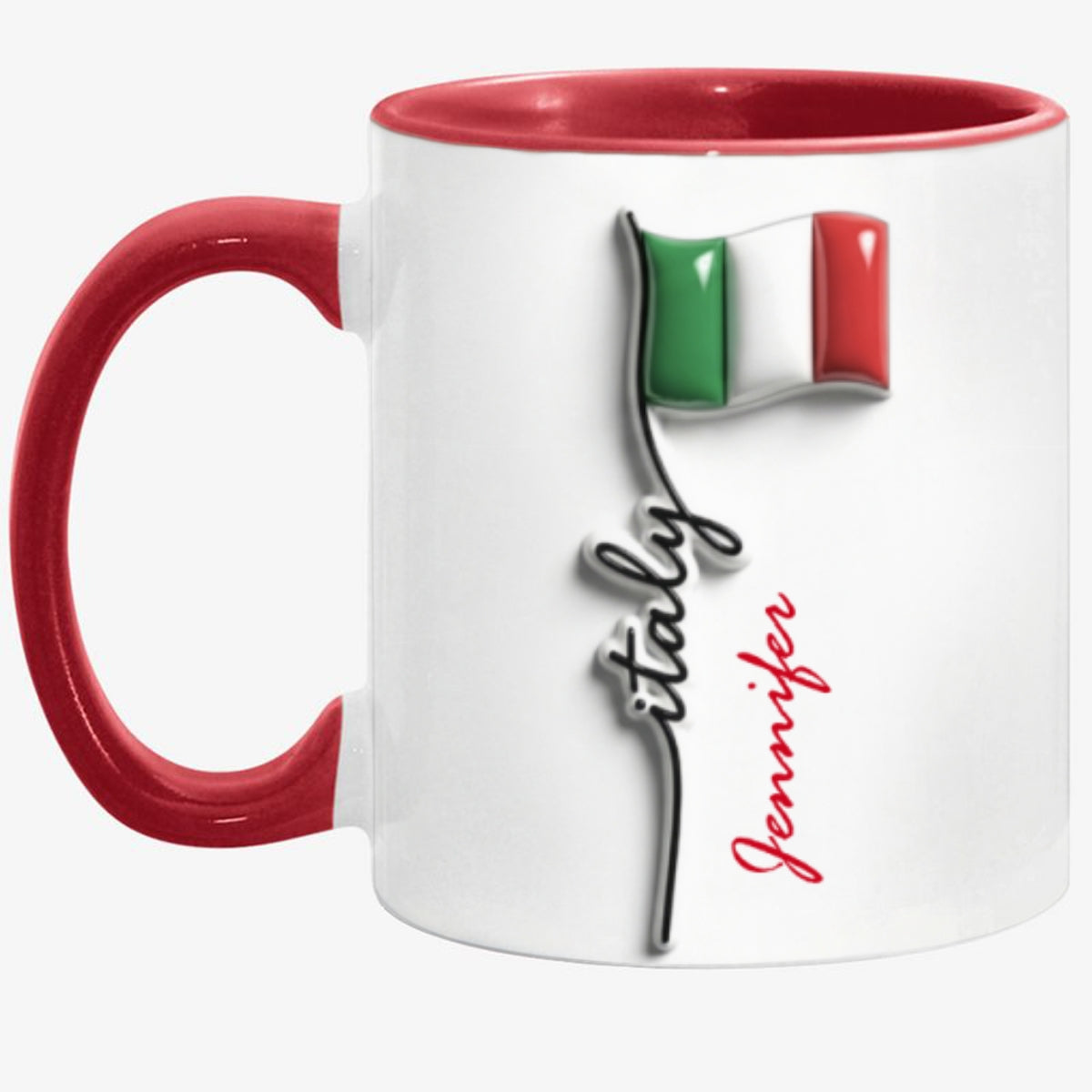 Custom Italy Flag Accent Mug With Your Name