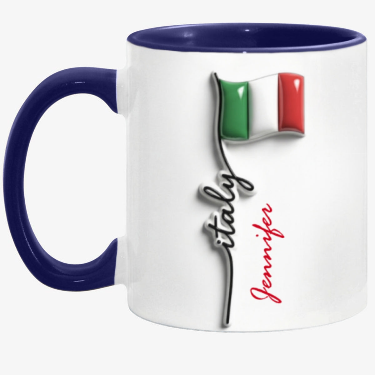 Custom Italy Flag Accent Mug With Your Name