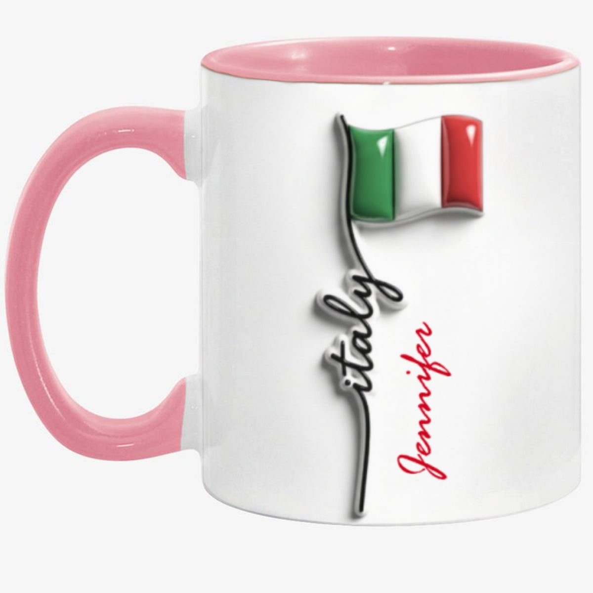 Custom Italy Flag Accent Mug With Your Name