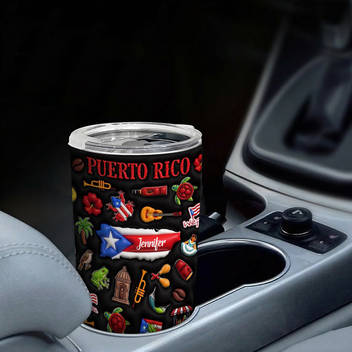 Custom Puerto Rico Tumbler With Black Background