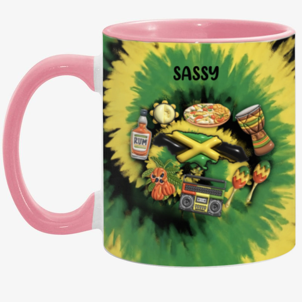 Customized Jamaica Coffee Mug Cup With Tie Dye Effect
