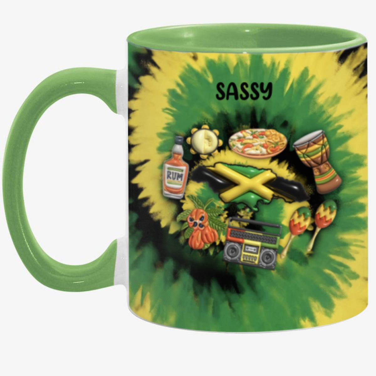 Customized Jamaica Coffee Mug Cup With Tie Dye Effect