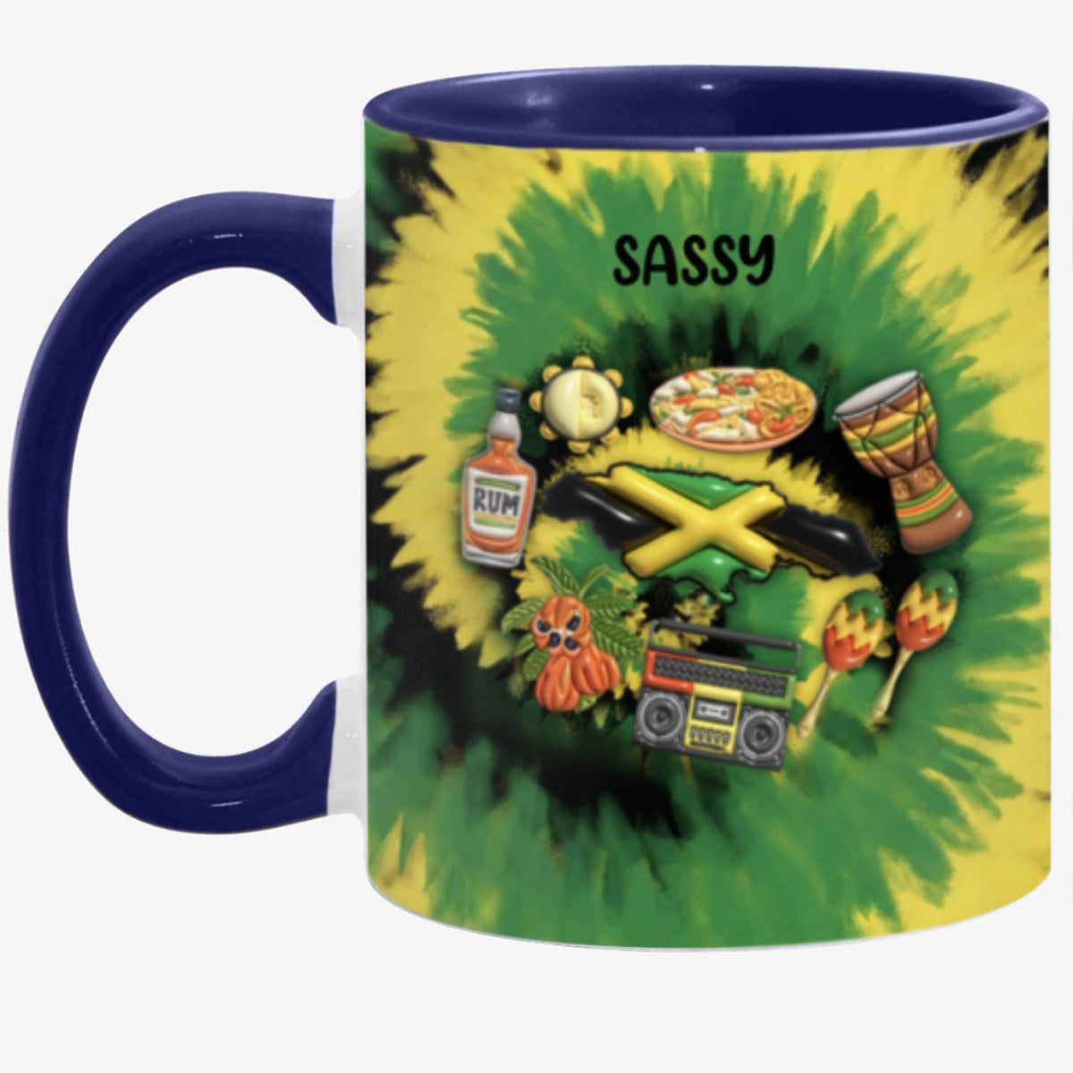 Customized Jamaica Coffee Mug Cup With Tie Dye Effect