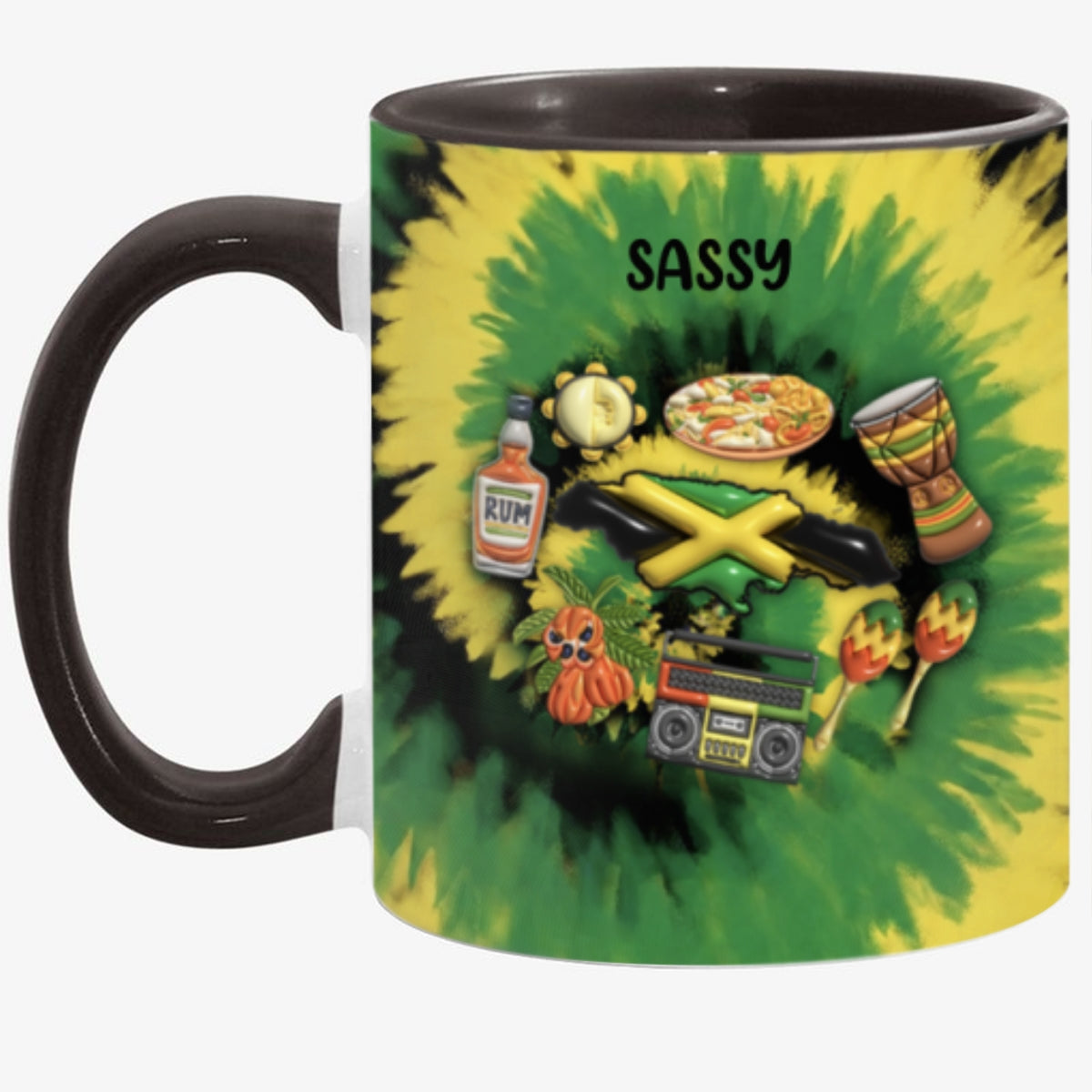 Customized Jamaica Coffee Mug Cup With Tie Dye Effect