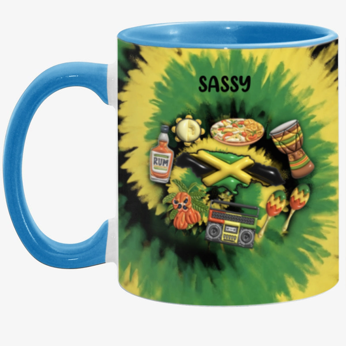 Customized Jamaica Coffee Mug Cup With Tie Dye Effect