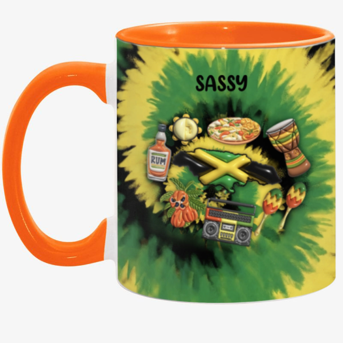Customized Jamaica Coffee Mug Cup With Tie Dye Effect