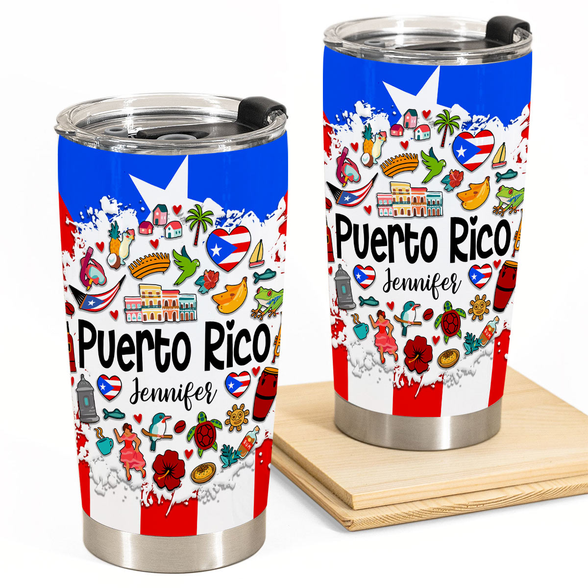 Custom Puerto Rico Tumbler 20oz With Symbols 