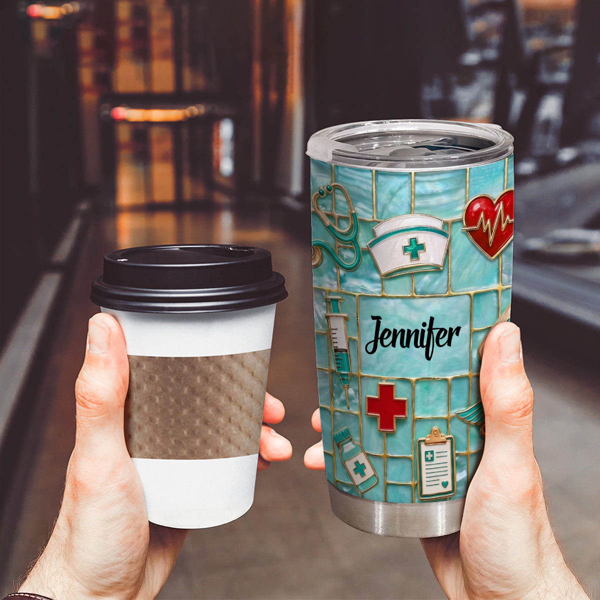 Custom Nurse Tumbler With Beautiful Symbols
