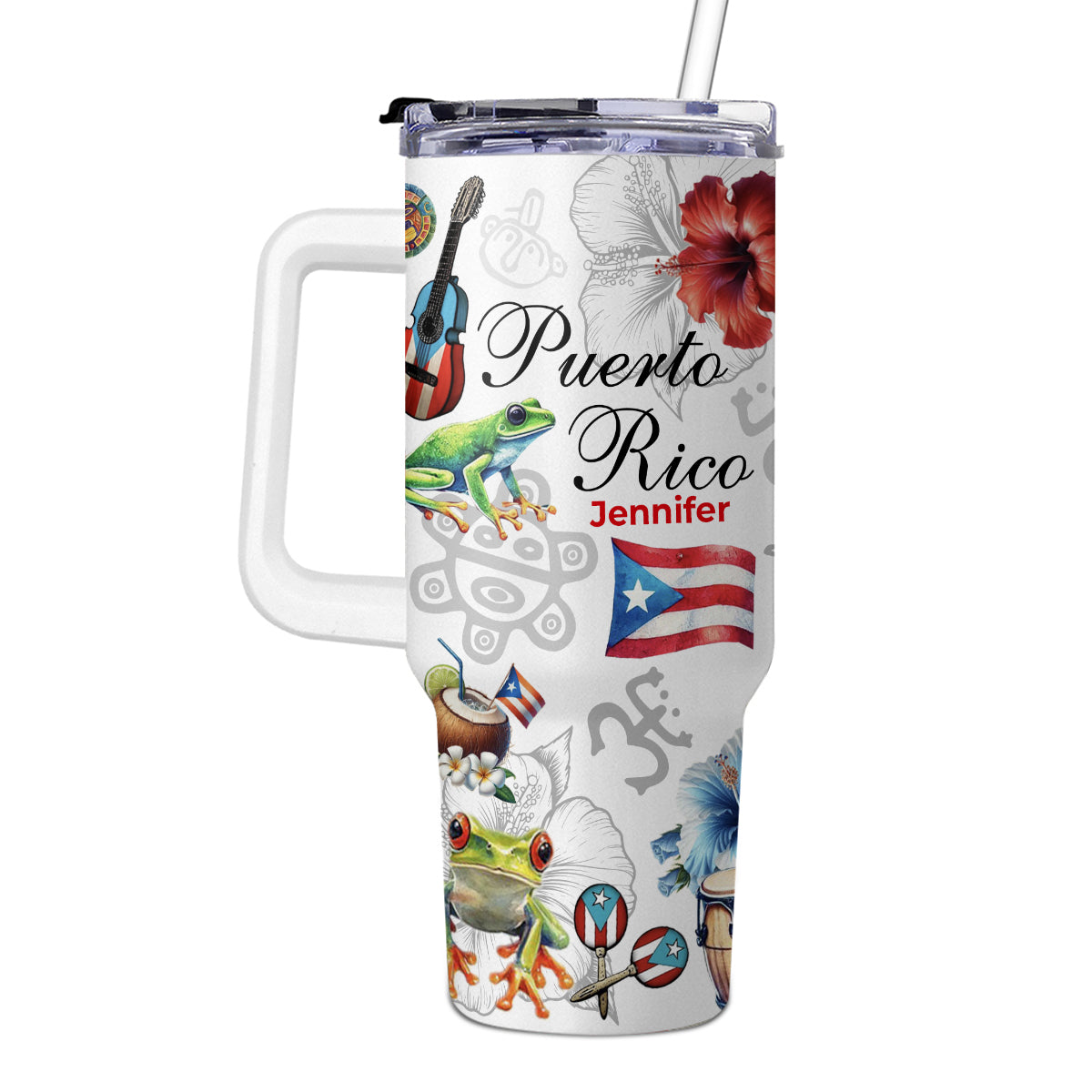 Custom Puerto Rico Tumbler 40oz And Symbols