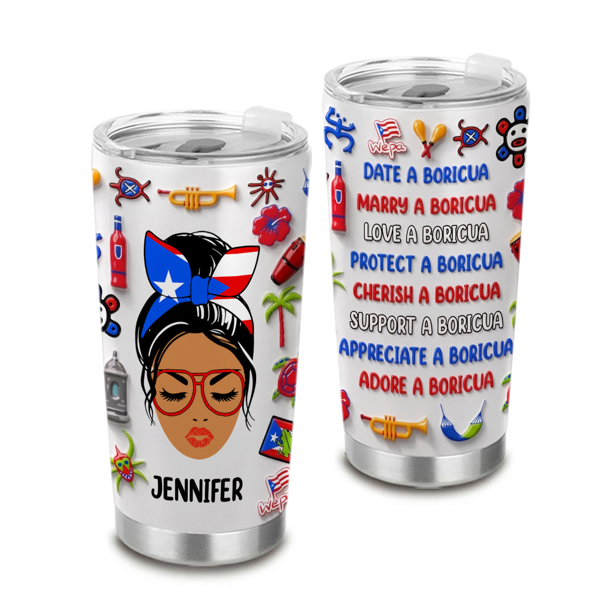 Custom Boricua Tumbler With Funny Quotes