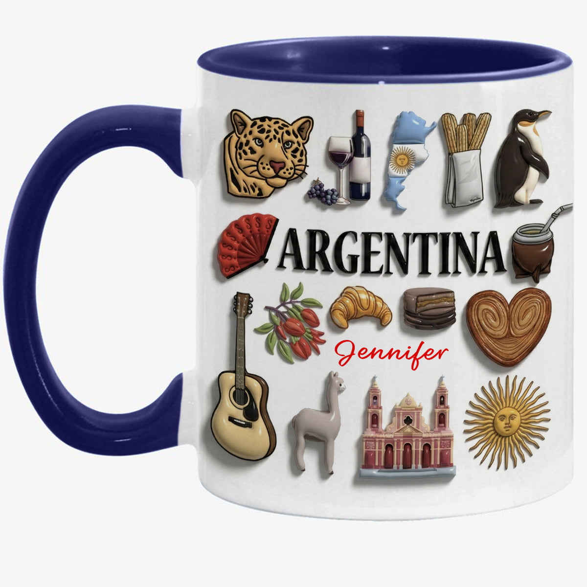 Custom Argentina Accent Mug With Many Argentina Symbols