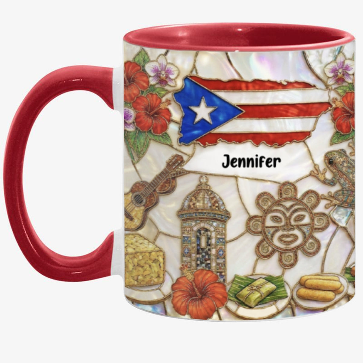 Custom Puerto Rico Accent Mug With Symbols Of Puerto Rico