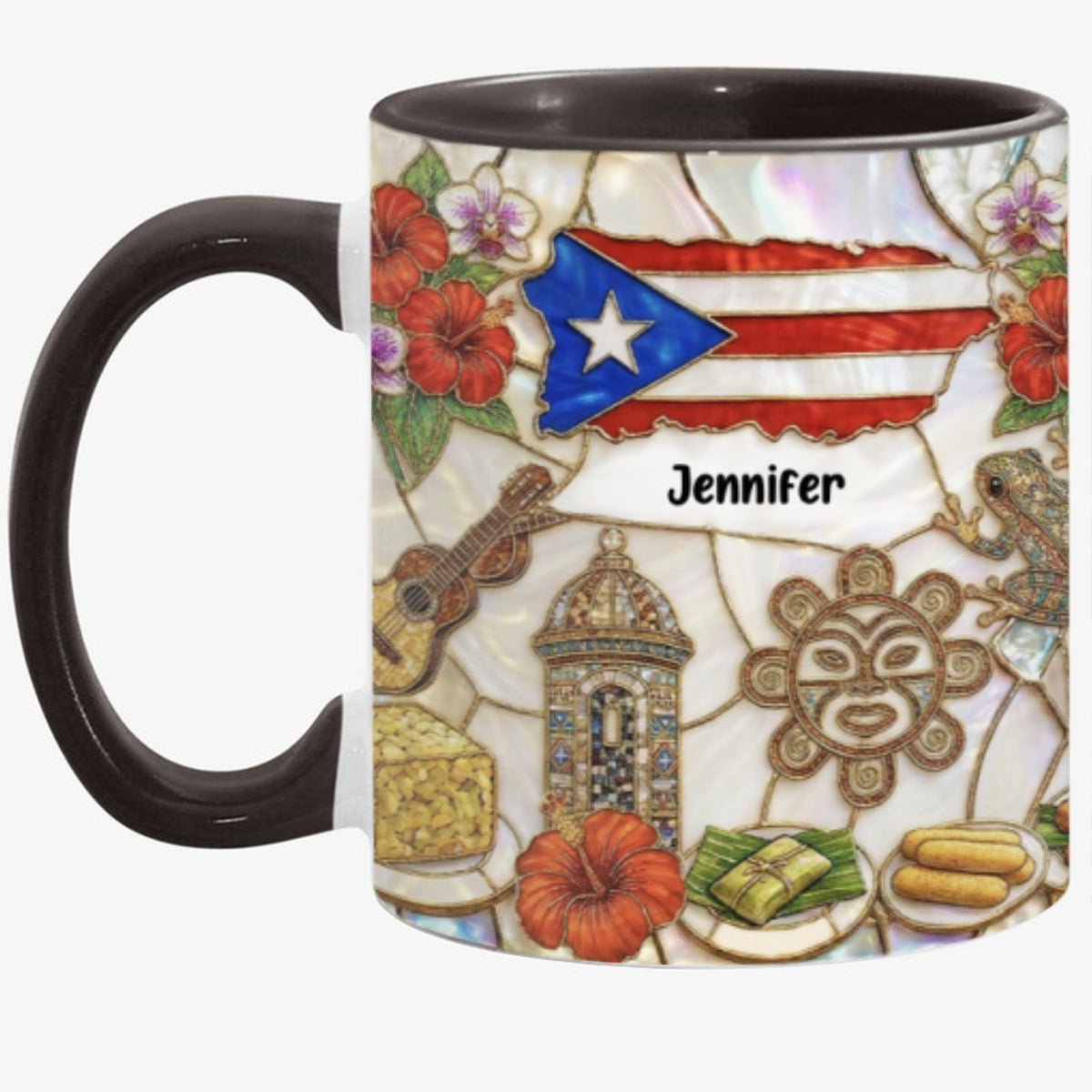 Custom Puerto Rico Accent Mug With Symbols Of Puerto Rico