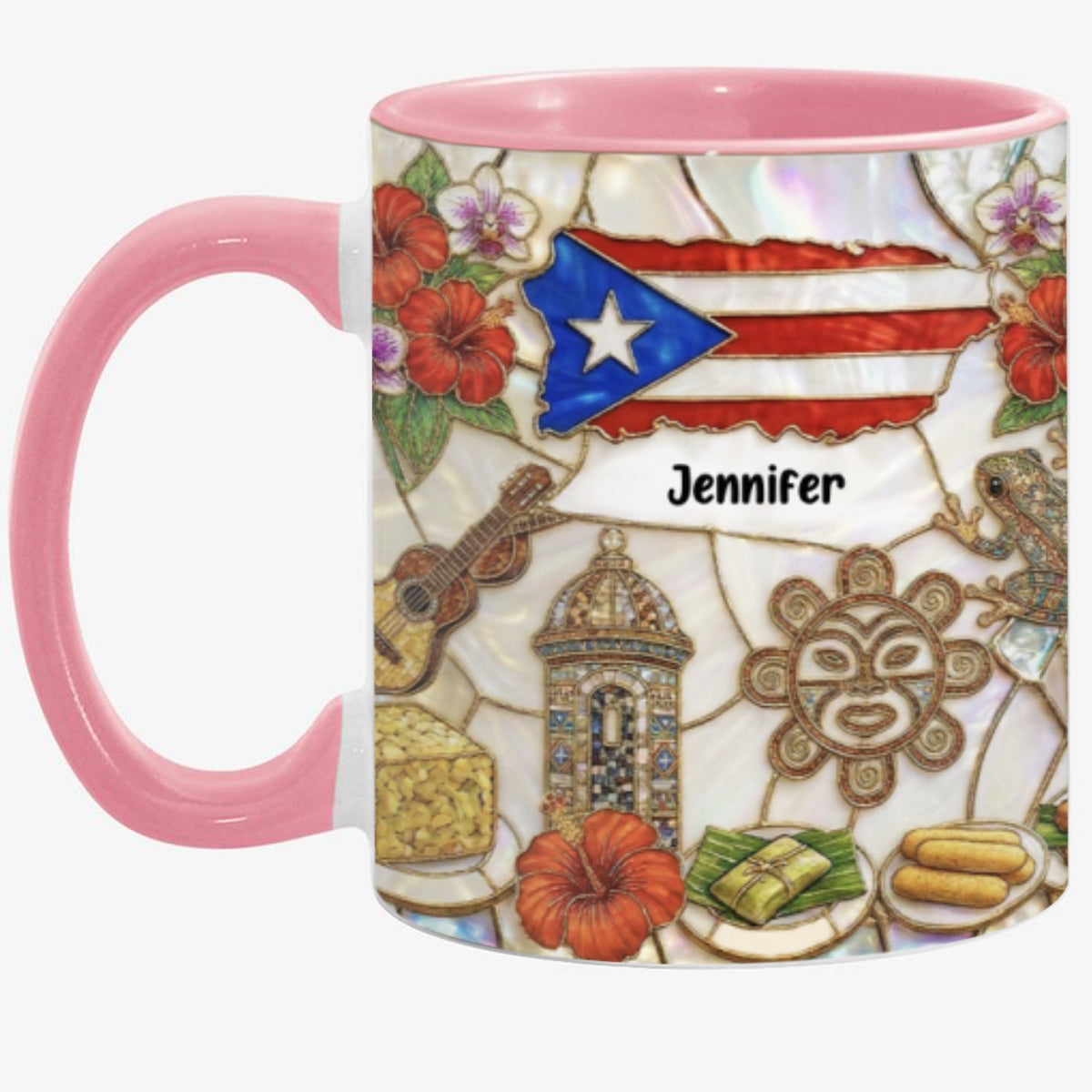 Custom Puerto Rico Accent Mug With Symbols Of Puerto Rico