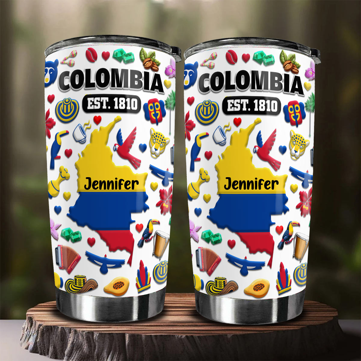 Custom Colombia EST 1810 Tumbler Cup With Your Name