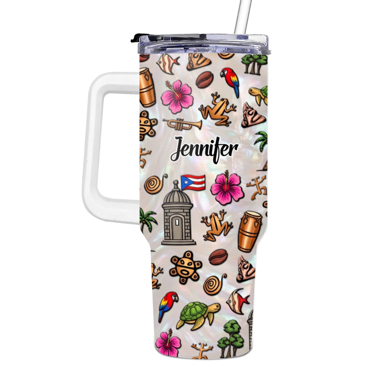 Custom Beautiful Puerto Rico Symbols 40oz Tumbler