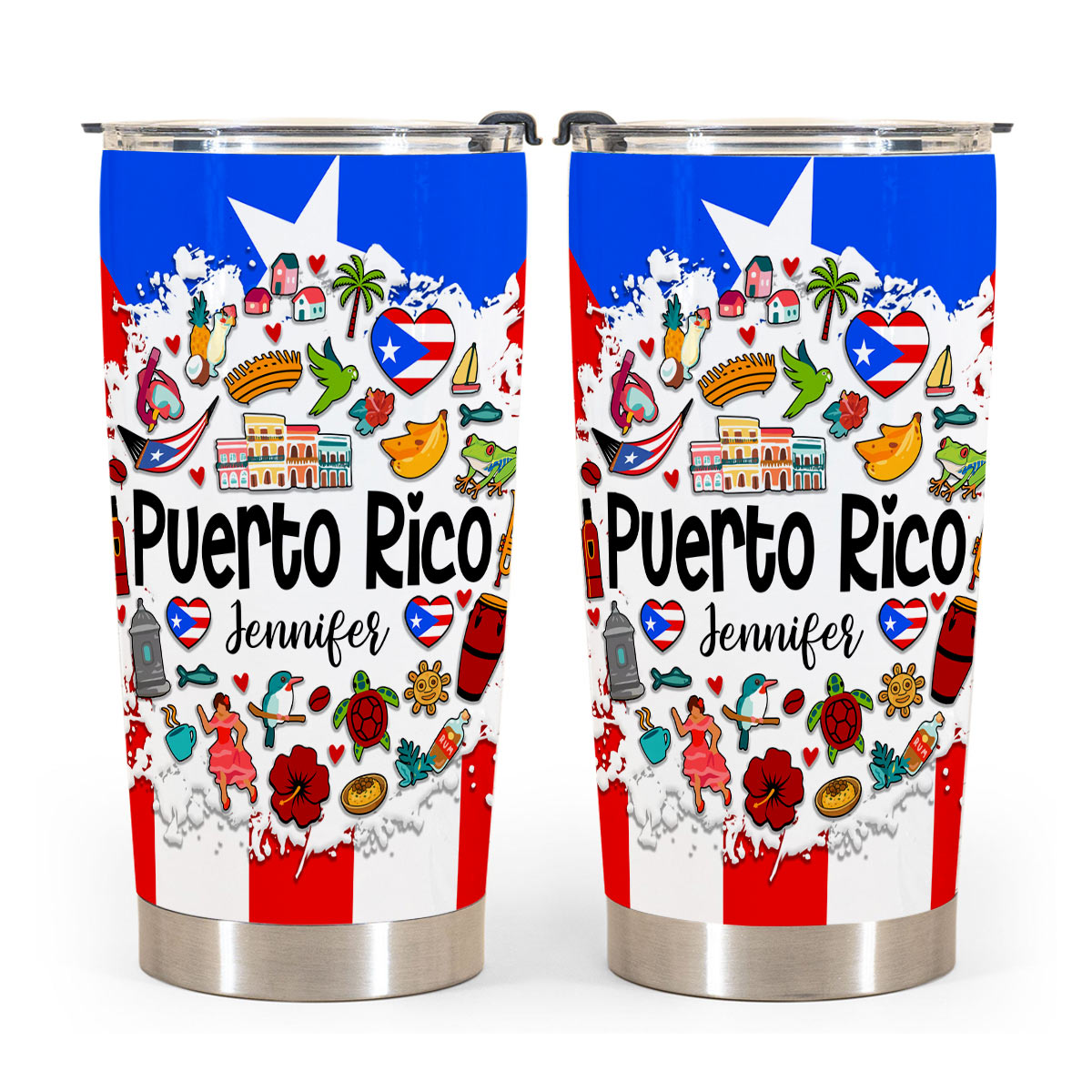 Custom Puerto Rico Tumbler 20oz With Symbols 