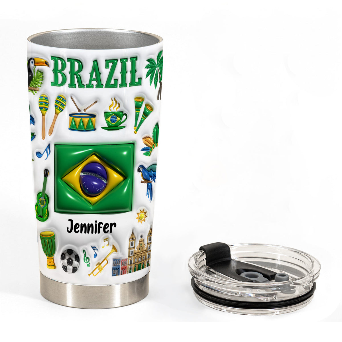 Custom Brazil Tumbler Cup With Your Name