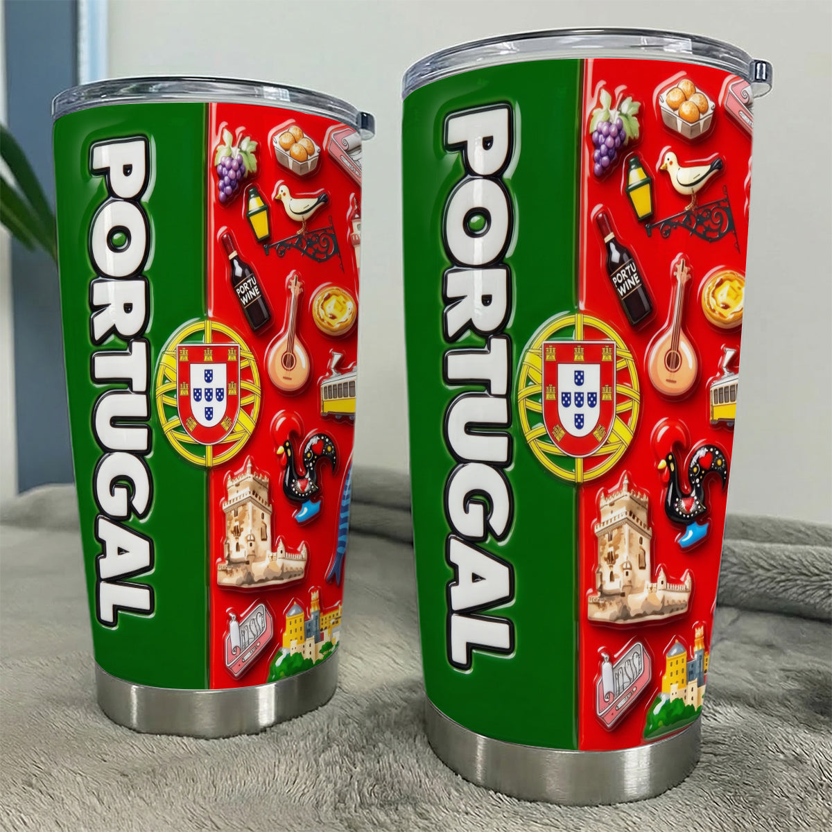 Custom Portugal Tumbler With Portugal Background