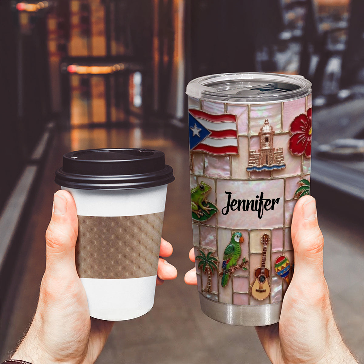 Custom Puerto Rico Tumbler With Beautiful Symbols