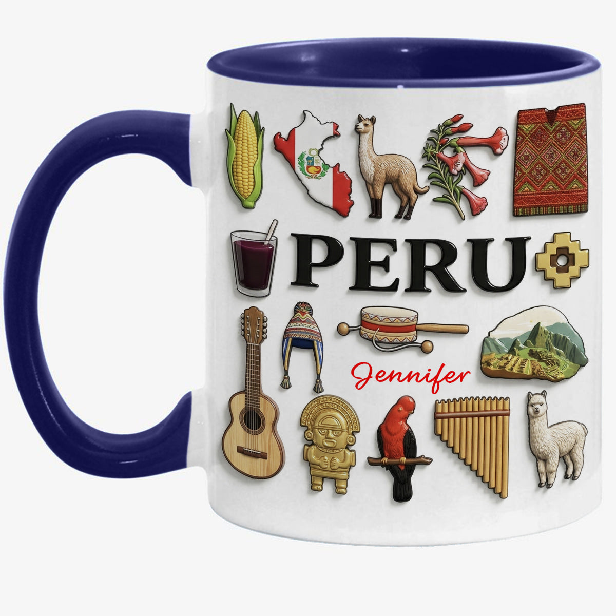 Custom Peru Accent Mug With Many Peru Symbols
