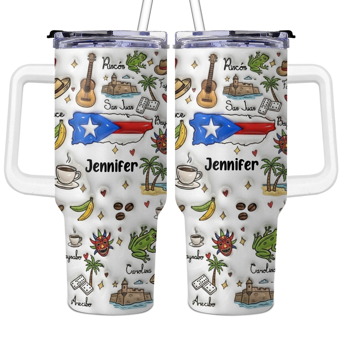 Custom Puerto Rico 40oz Tumbler With Your Name
