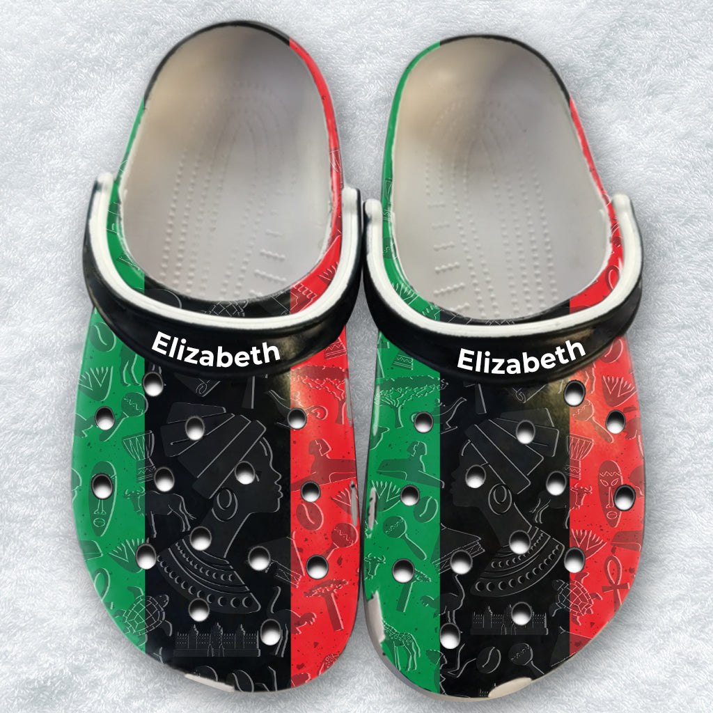Pan African Flag Personalized Clogs Shoes With Your Name