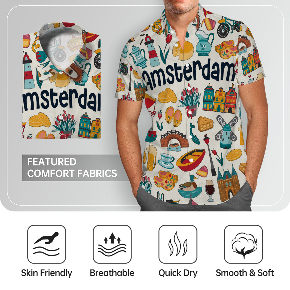 Amsterdam Hawaiian Shirt For Vacation And Travel Lovers