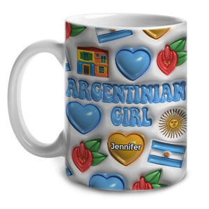 Argentinian Girl Coffee Mug Cup With Custom Your Name