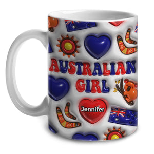Australian Girl Coffee Mug Cup With Custom Your Name