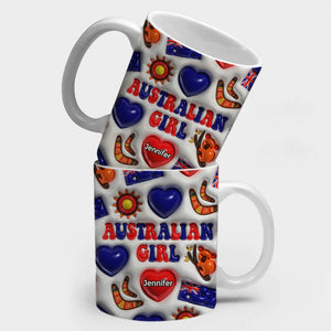 Australian Girl Coffee Mug Cup With Custom Your Name