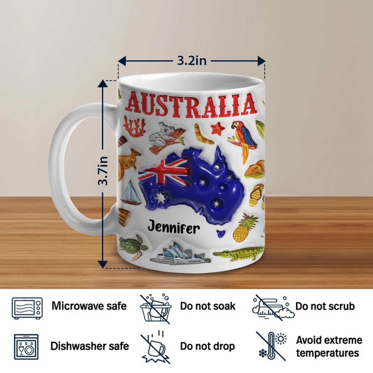 Custom Australia Coffee Mug Cup With Your Name