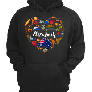 Custom Australia Heart T-shirt With Your Name