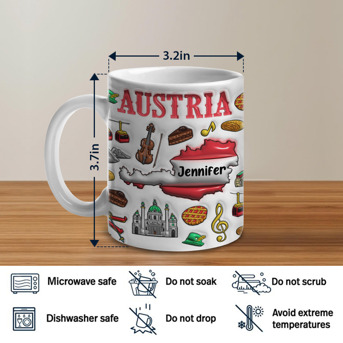 Custom Austria Coffee Mug Cup With Your Name
